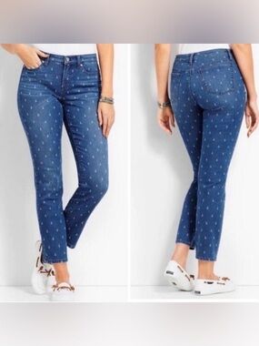Talbots Anchor-Print Slim Ankle Curvy Jeans